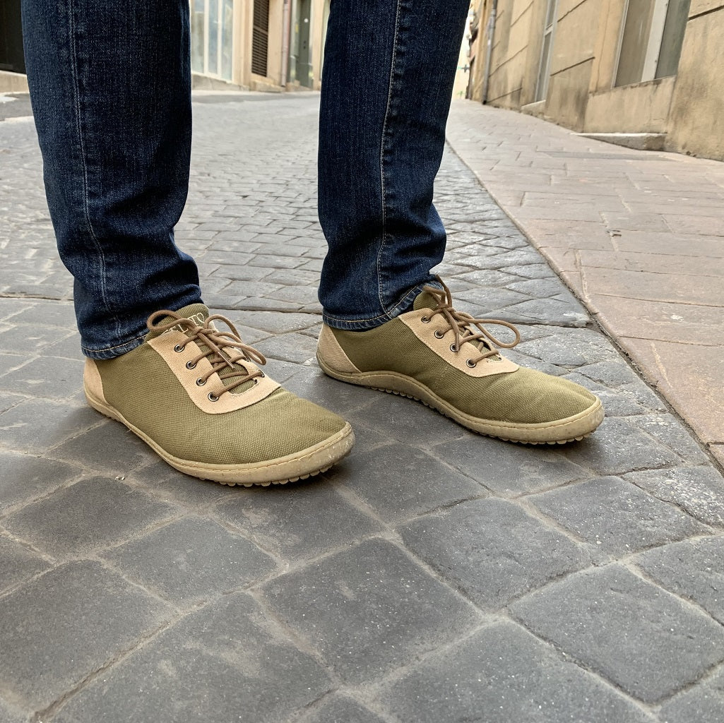 Primi Kaki Chaussure barefoot Basket en toile pour homme et