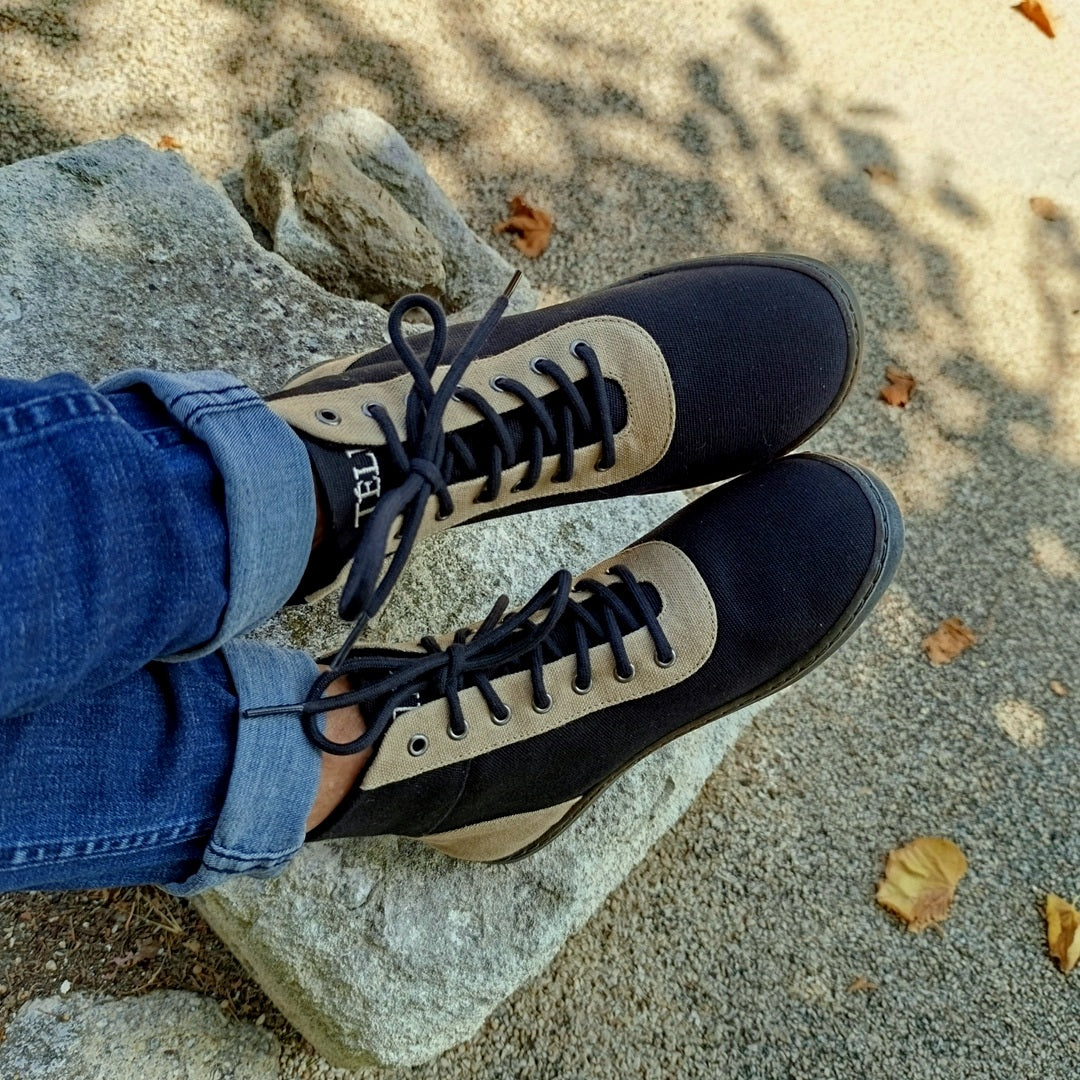 Primi montante Noire Chaussure barefoot Basket toile homme