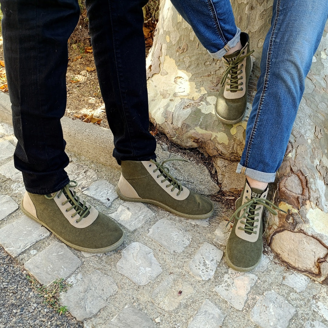 Primi montante Forêt Chaussure barefoot Basket toile homme