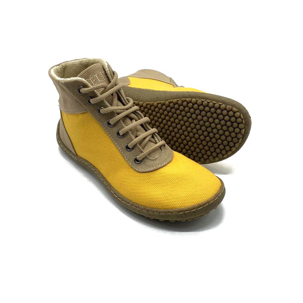 Minimalist shoes barefoot men's women's high tops Yellow Télito