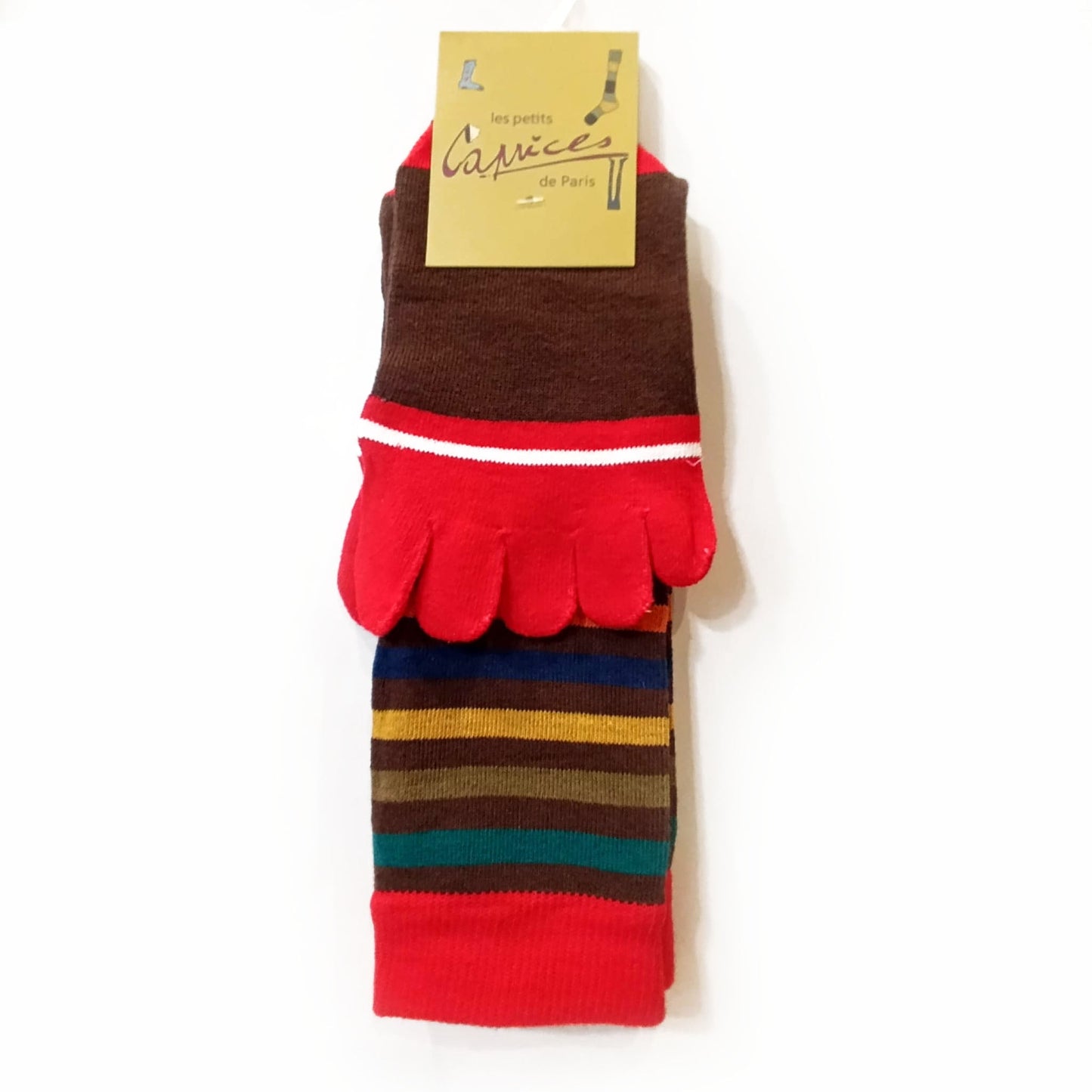 Chaussettes 5 doigts - Mi-bas Rayé rouge/marron - variant_name - Télito