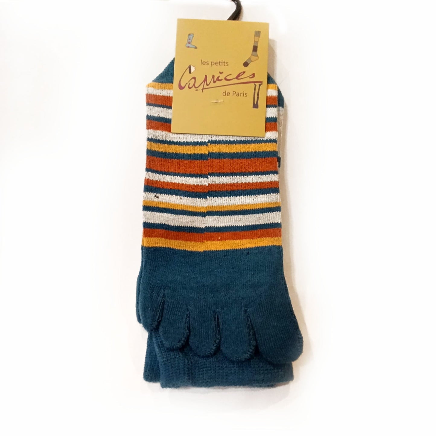 Chaussettes 5 doigts - Rayé bleu canard/camel - variant_name - Télito
