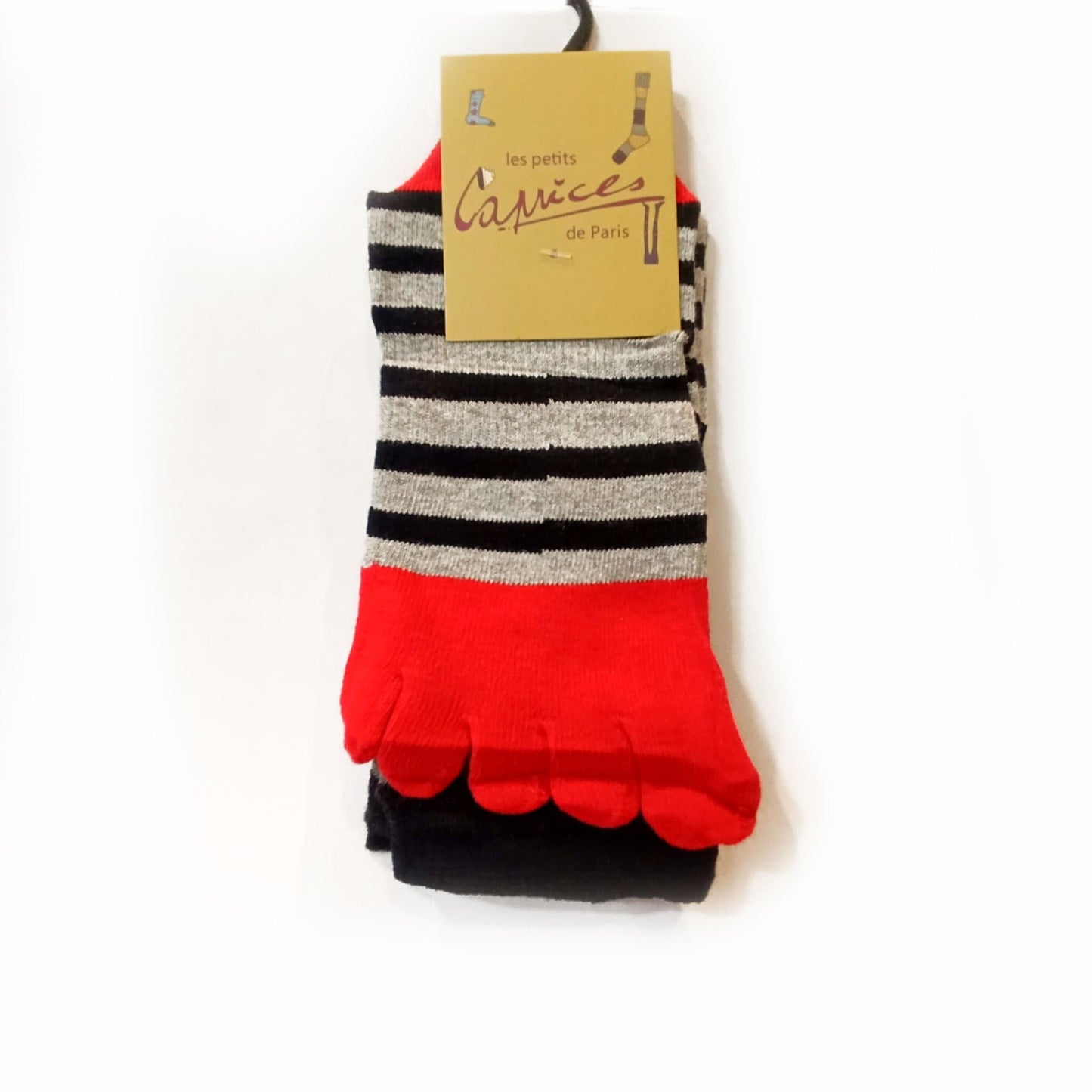 Chaussettes 5 doigts - Rayé rouge/noir/gris - variant_name - Télito