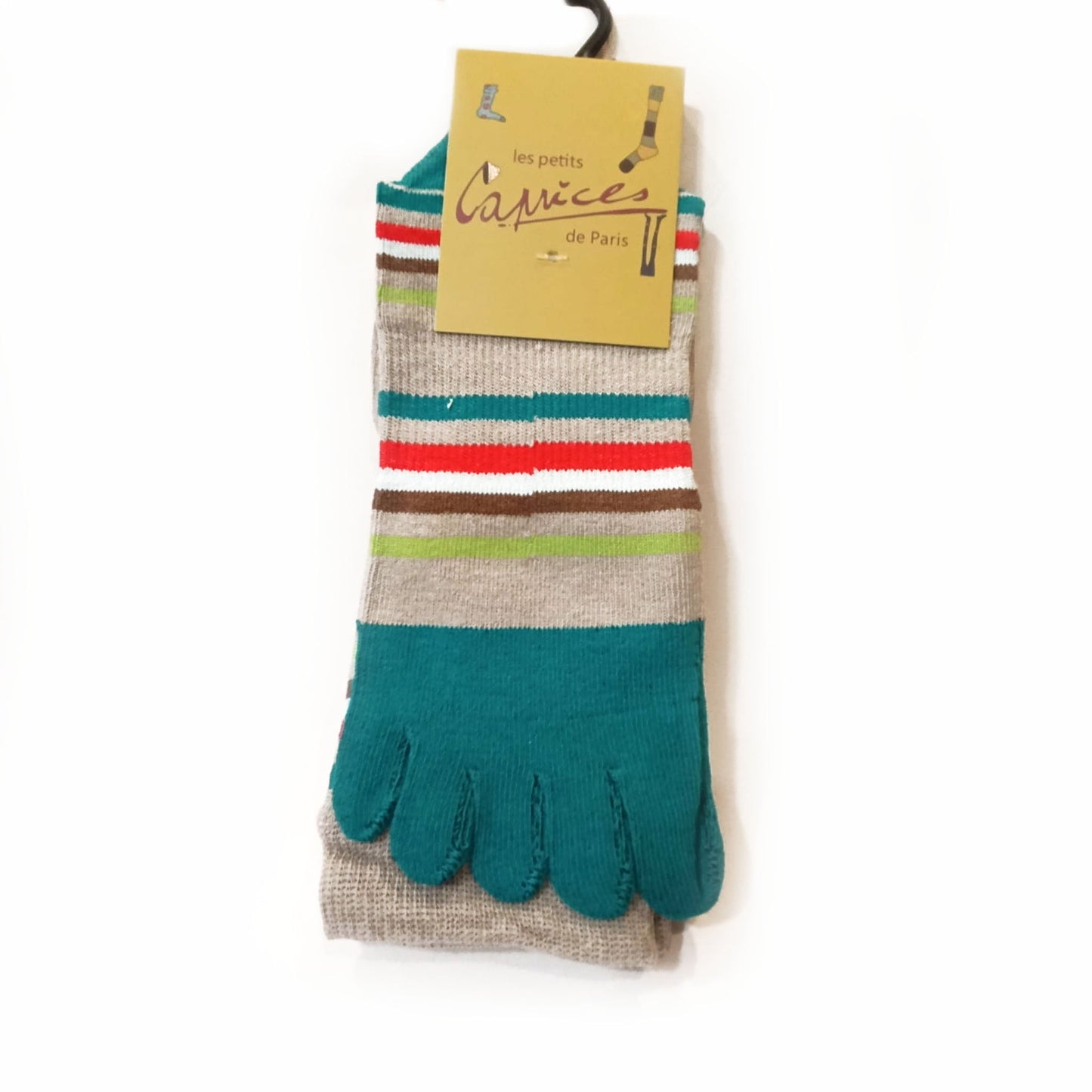 Chaussettes 5 doigts - Rayé turquoise/gris - variant_name - Télito